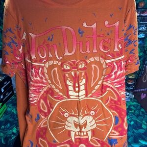 Von Dutch Vibrant Orange Tee Size Large NWT